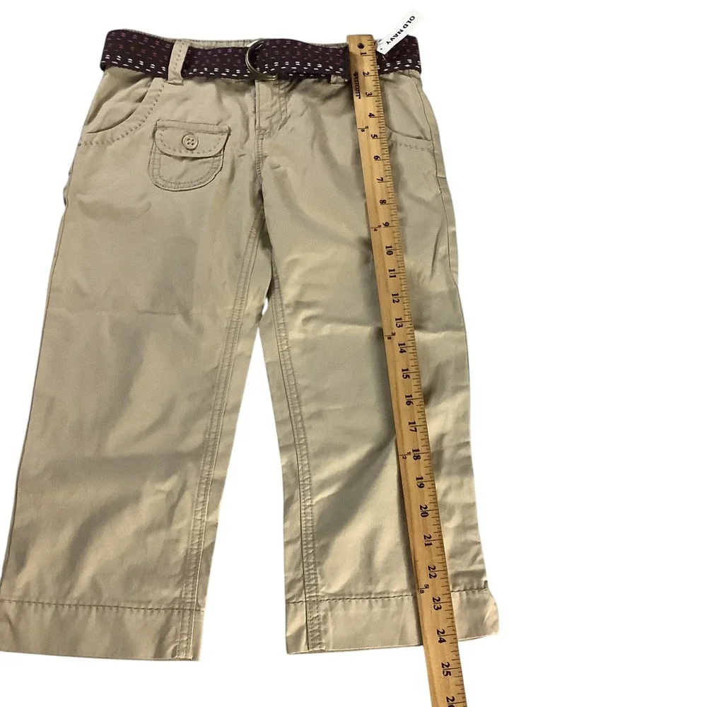 Old Navy Chino Pants Girls 10 Tan Khaki Belted School Uniform Casual Classic